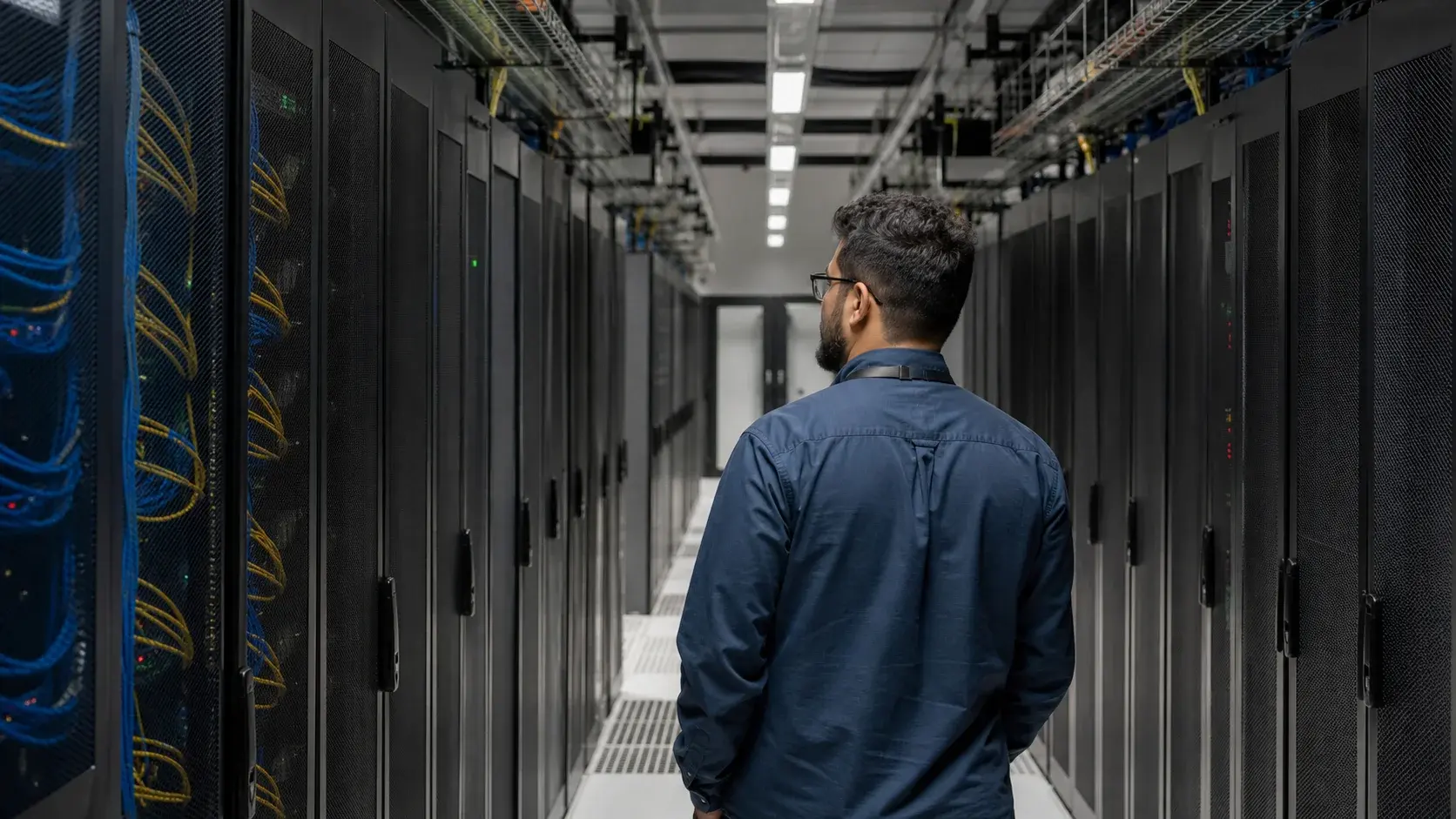 Especialista analisando a infraestrutura integrada do Data Center
